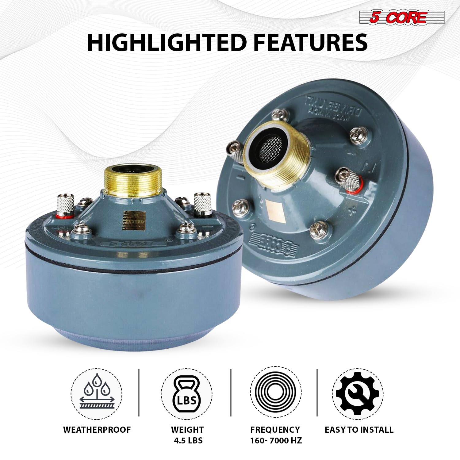 5 CORE Compression Driver 600W PMPO 16 Ohm Screw on Type Mid Range